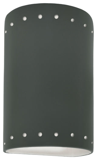 Ambiance ADA Small Cylinder With Perfs Wall Sconce, Closed, Pewter Green, E26