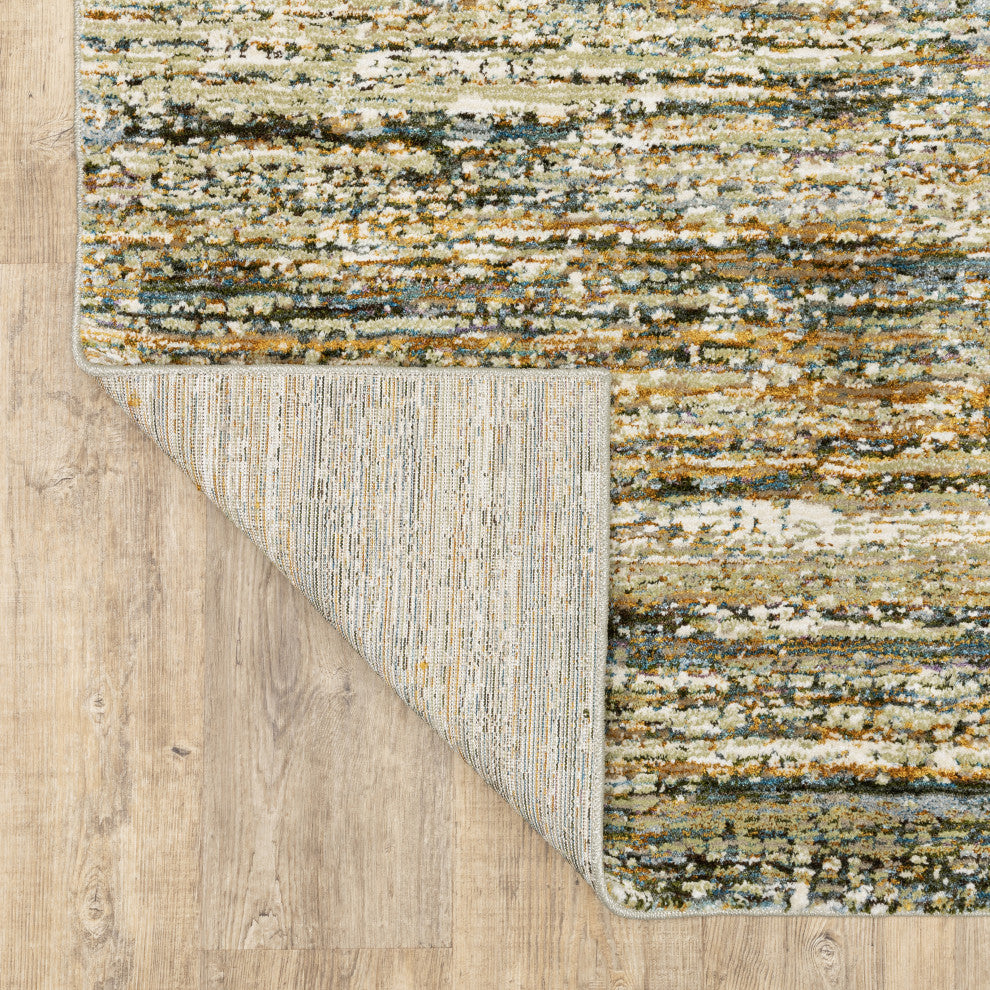 Aegina Soft Stripes Gold/Green Area Rug, 7'10"x10'10"