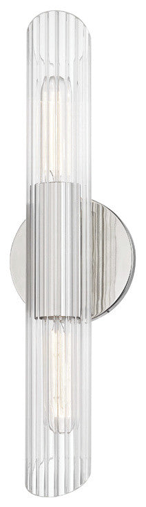 Cecily 2-Light Small Wall Sconce, Clear Glass, Finish: Polished Nickel