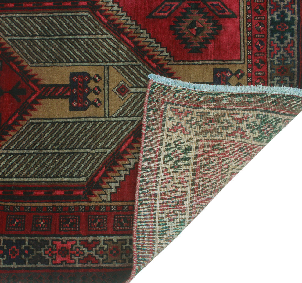 Fine Vintage Distressed Gulshane Red/Beige Runner, 3'6x11'0