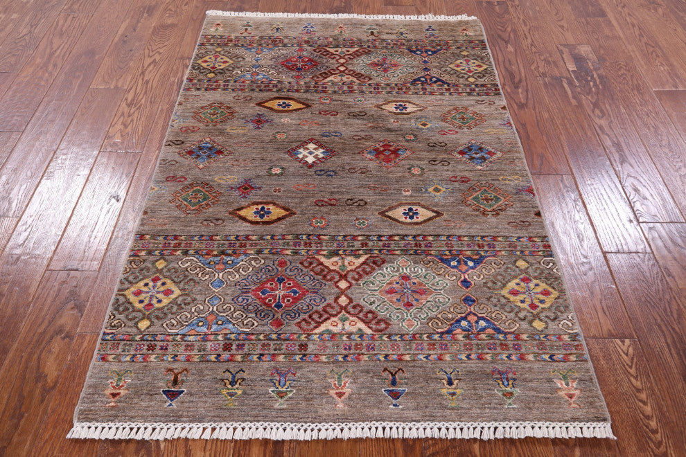 3' 7" X 5' 3" Khorjin Super Kazak Hand Knotted Wool Rug Q10130