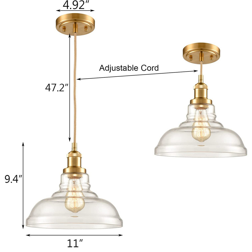 Vintage-Style 1-Light Pendant, Brass