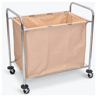 Luxor Laundry Cart With Steel Frame and Tan Canvas Bag