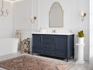 Aberdeen 60 Single Bathroom Vanity in Hale Navy Blue  2" Empira Quartz