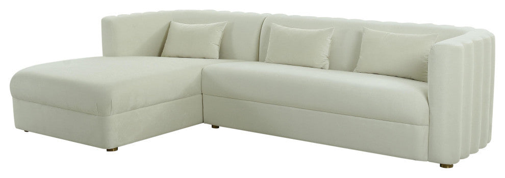 Callie Velvet Sectional, Cream, Laf