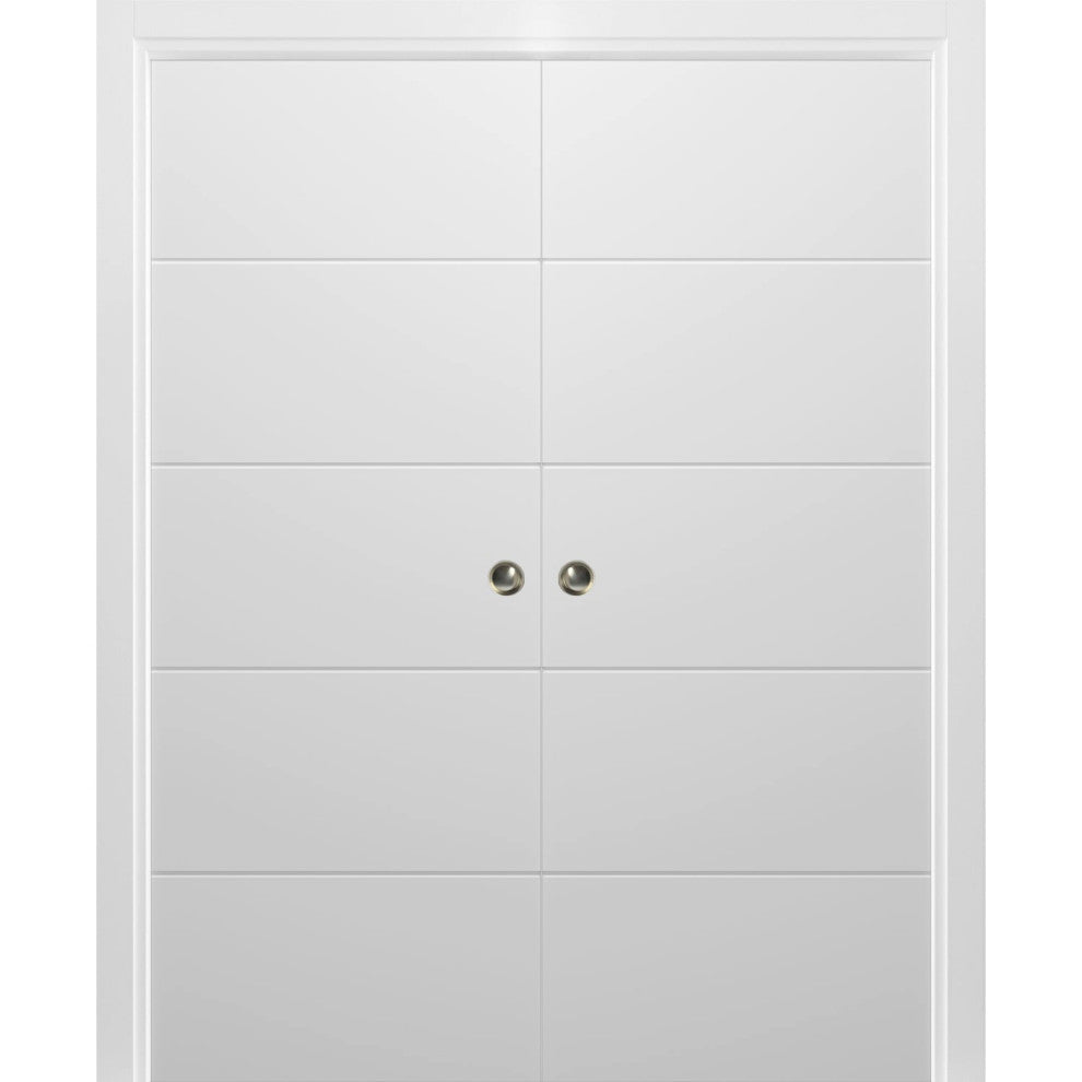 Sliding Pocket Doors 72 x 96, Planum 0770 Painted White, Rail