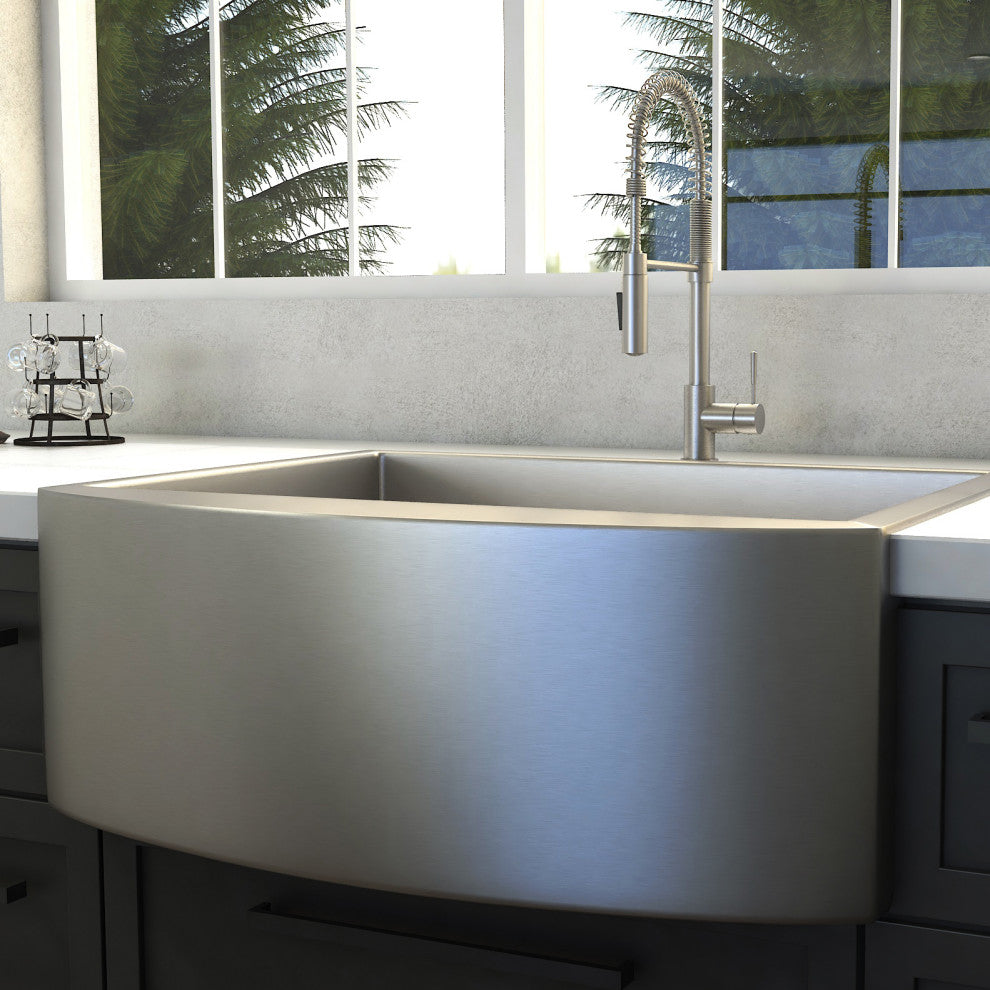 ZLINE Farmhouse Single Bowl Sink in Stainless Steel with Bottom Grid