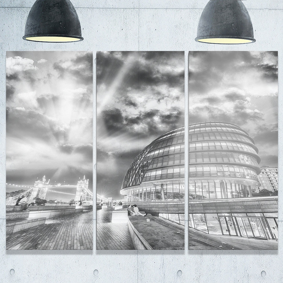 "London Night Cityscape around Southwark" Metal Wall Art, 3 Panels, 36"x28"