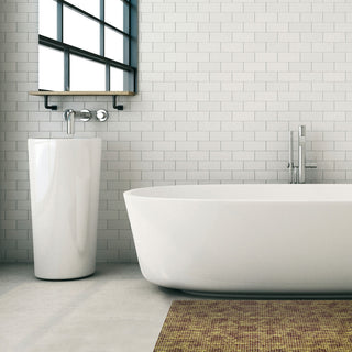 Leaf PVC Bathroom Mat, Beige, 26" x 79", Covers 13.9 sq ft