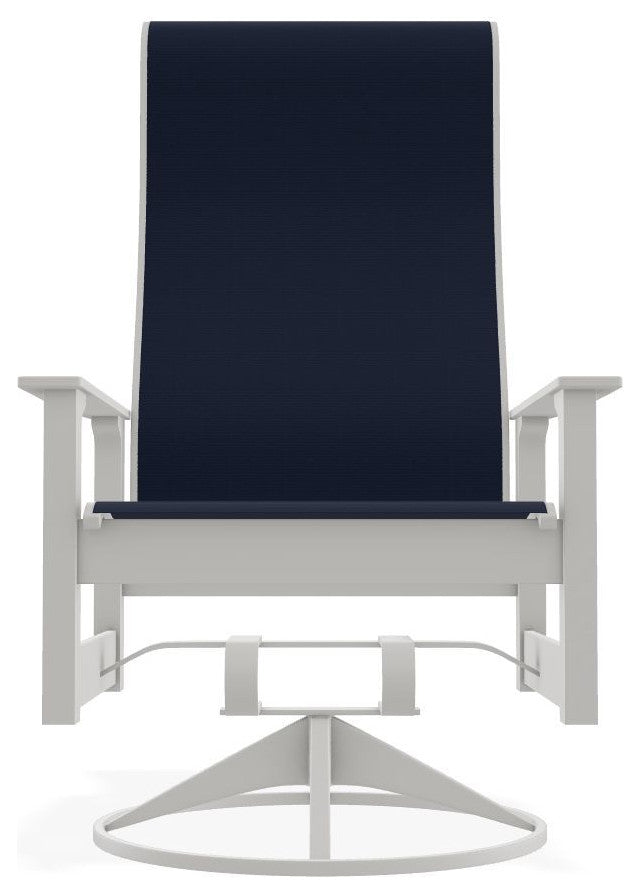 Leeward Sling Outdoor Swivel Rocker, Navy/Snow