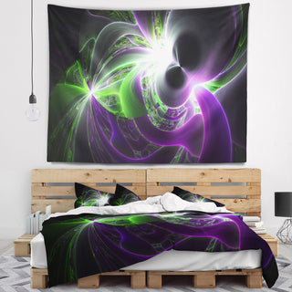 Glowing Purple Green Plasma Abstract Wall Tapestry, 92"x78"