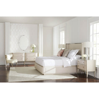 Art Deco Style Upholstered King Bed With Tortoise Inlay