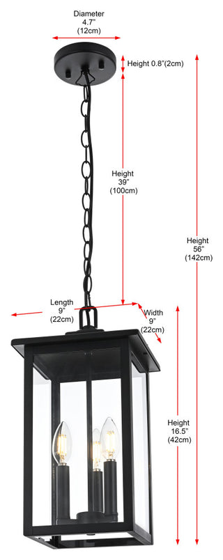 Home Living 9" Outdoor Pendant, Black