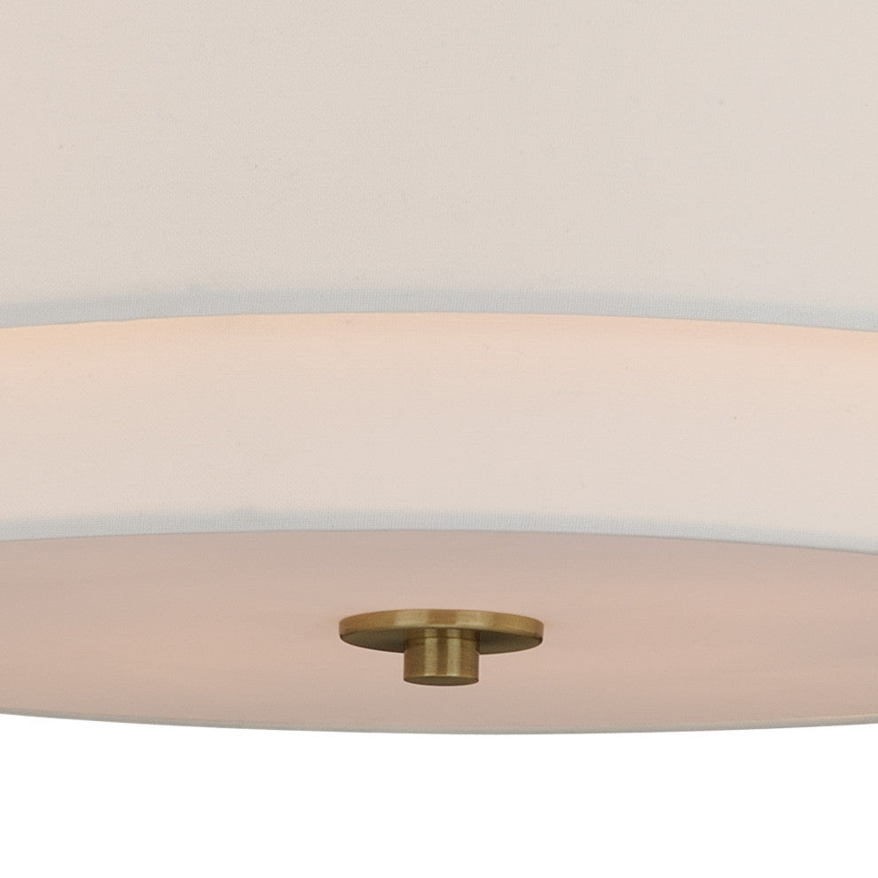 Burnaby Mid-Century Drum Semi Flush Ceiling Light, Matte Brass, 20.5-in. W X 10.75-in. H X 20.5-in. D
