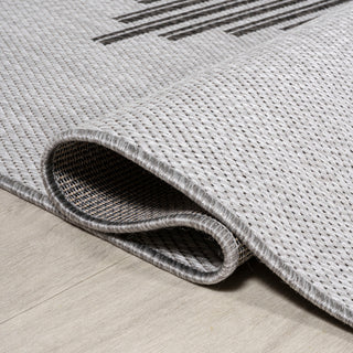 Vinales Diamond Stripe Indoor/Outdoor Area Rug, Light Gray/Black, 2x8