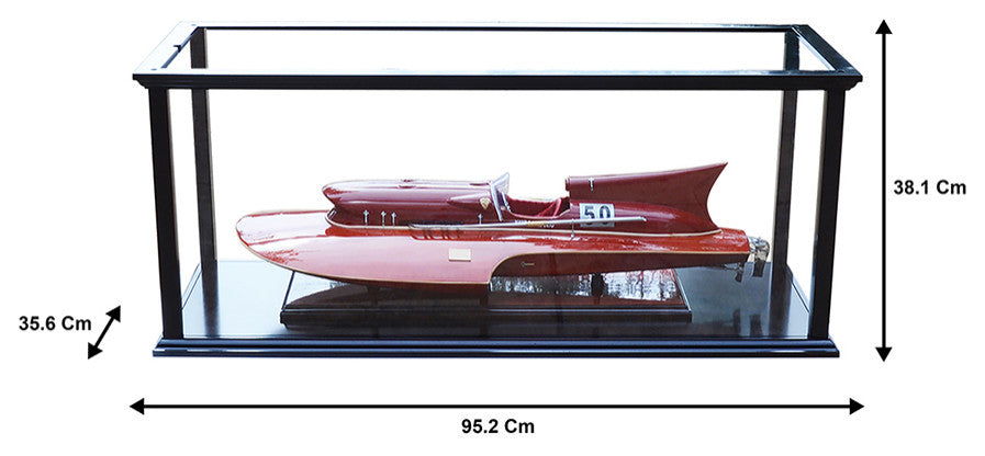 Display Case For Speed Boat Handcrafted Wooden Display Case for Model Ships