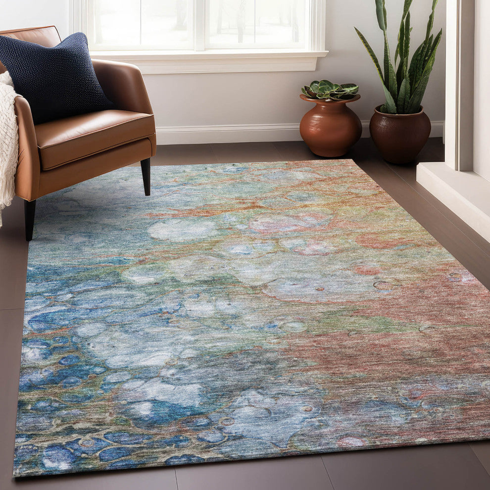 Premium Machine Washable Mayfield AMF698 Coral 3' x 5' Rug