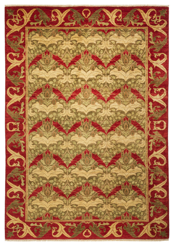 Arts and Crafts, One-of-a-Kind Hand-Knotted Area Rug Red, 5'10"x8'8"