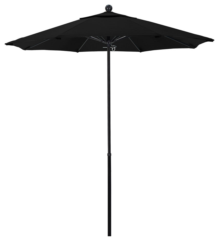 7.5'  Black Push Lift Fiberglass Umbrella, Sunbrella, Black
