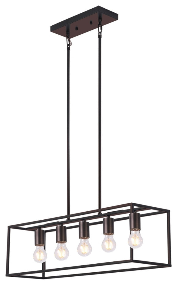 CHLOE Lighting CH6D801RB33-DP5 IRONCLAD Industrial 5 Light Oil Rubbed Pendant