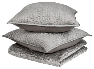 Dimitry Velvet Quilt by Kosas Home, Gray, Queen