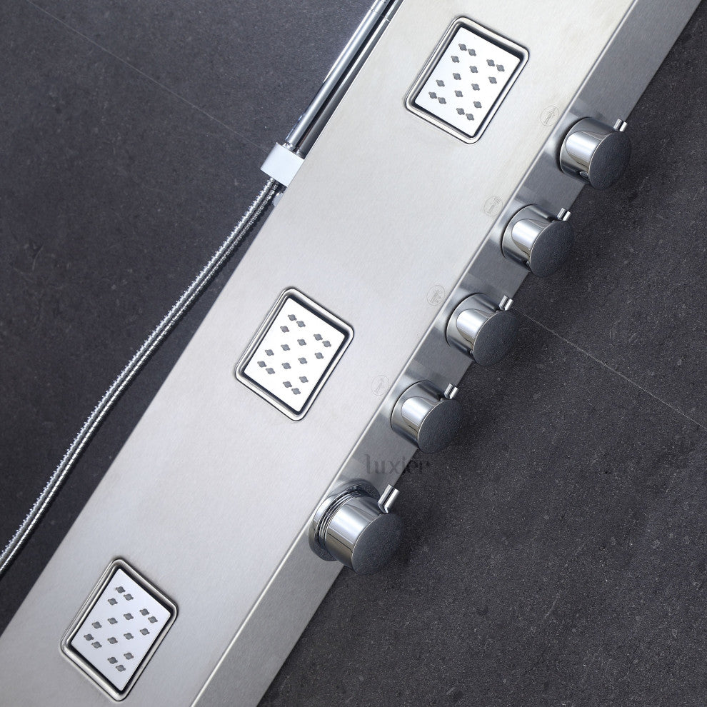Luxier 59" Shower Panel System With Rainfall Waterfall Shower Head Hand Shower