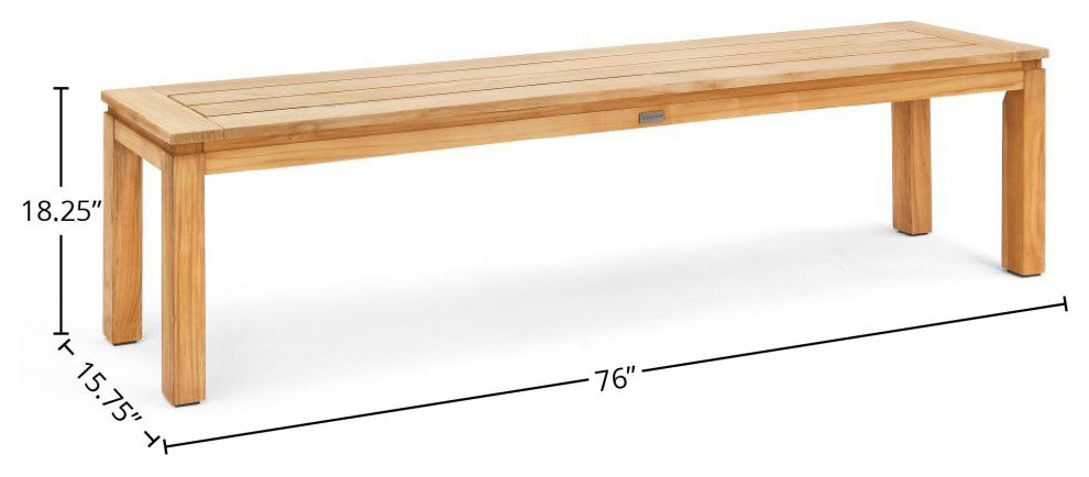 Winston All-Natural Teak Outdoor Dining Bench