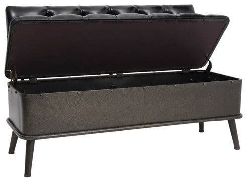 vidaXL Storage Bench Storage Bench for Entryway with Backrest Black Faux Leather