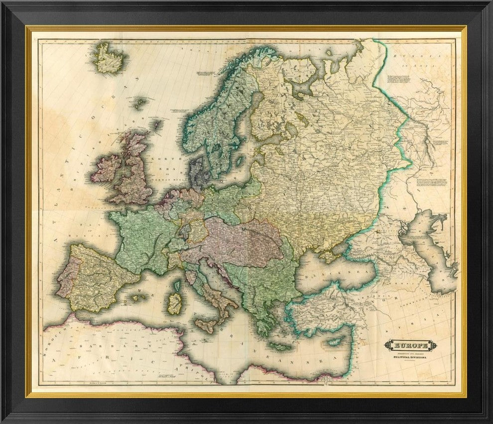 "Composite: Europe, 1831" Framed Canvas Giclee by Daniel Lizars, 34x29"