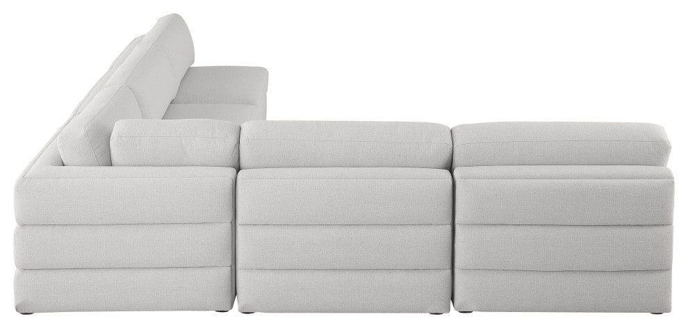 Beckham Linen Textured Fabric 5-Piece Modular L-Shaped Sectional, Beige