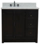 37" Vanity, Brown Ash With Gray Granite Top, Left Doors/Left Rectangle Sink