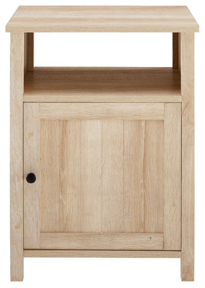 Walker Edison 18" Grooved Door Side Table, White Oak