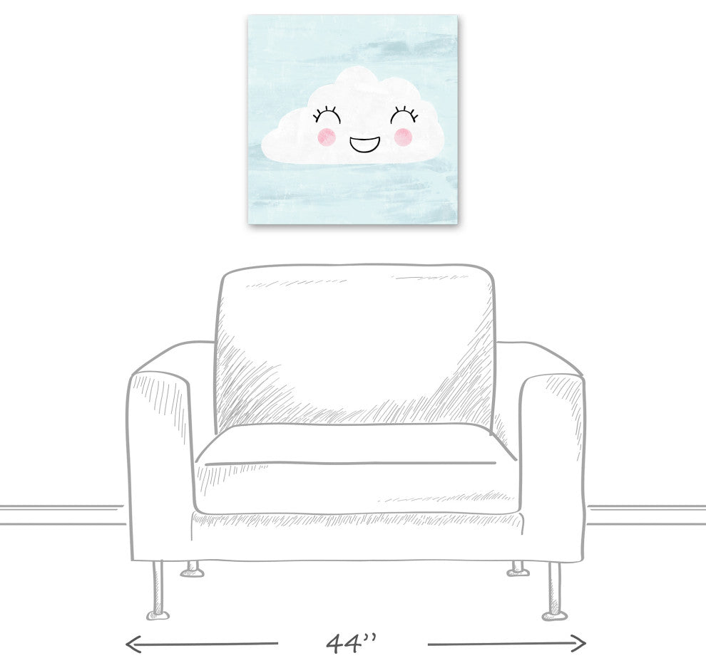 Happy Cloud In Blue Sky 20x20 Canvas Wall Art