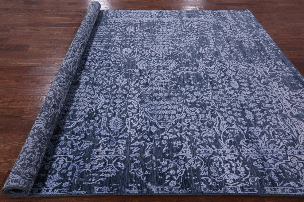 Hand Knotted Wool and Silk Persian Rug 7' 11" X 10' 0" Q6298