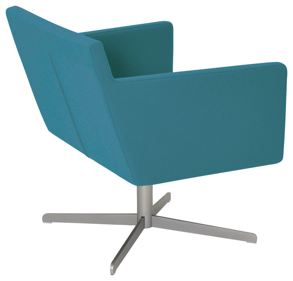 Harput 4 Star Lounge Chair, Matte Brushed Nickel Base, Turquoise Camira Wool