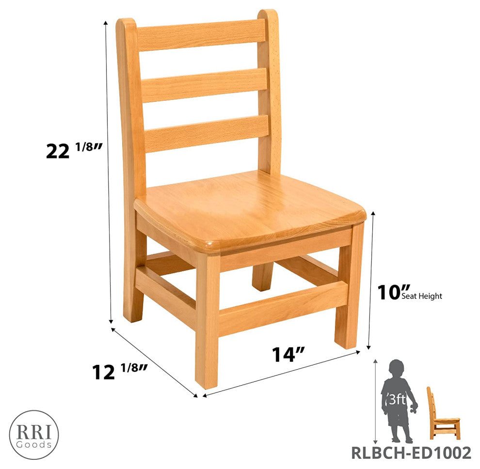 RRI Goods Ladderback Kids Wooden Chair Set of 2, 10"