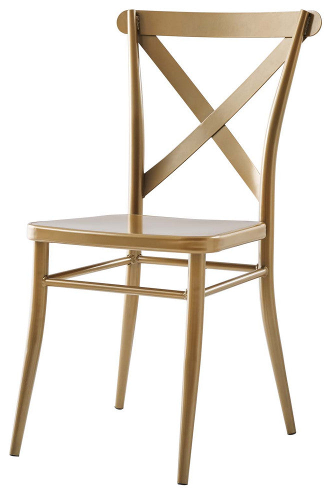 Side Dining Chair, Set of 2, Metal, Gold, Modern, Bistro Restaurant Hospitality