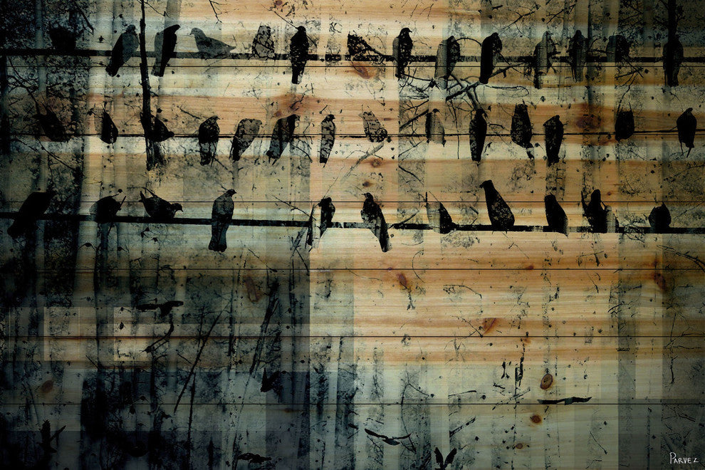 "On the Line" UV Ink Print on Natural Pine Wood, 36"x24"