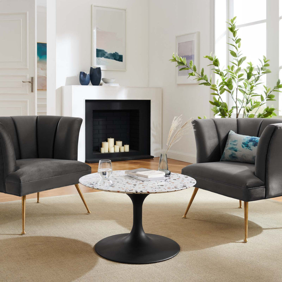 Coffee Table, Round, White Black, Wood, Metal, Modern, Lounge Cafe Hospitality