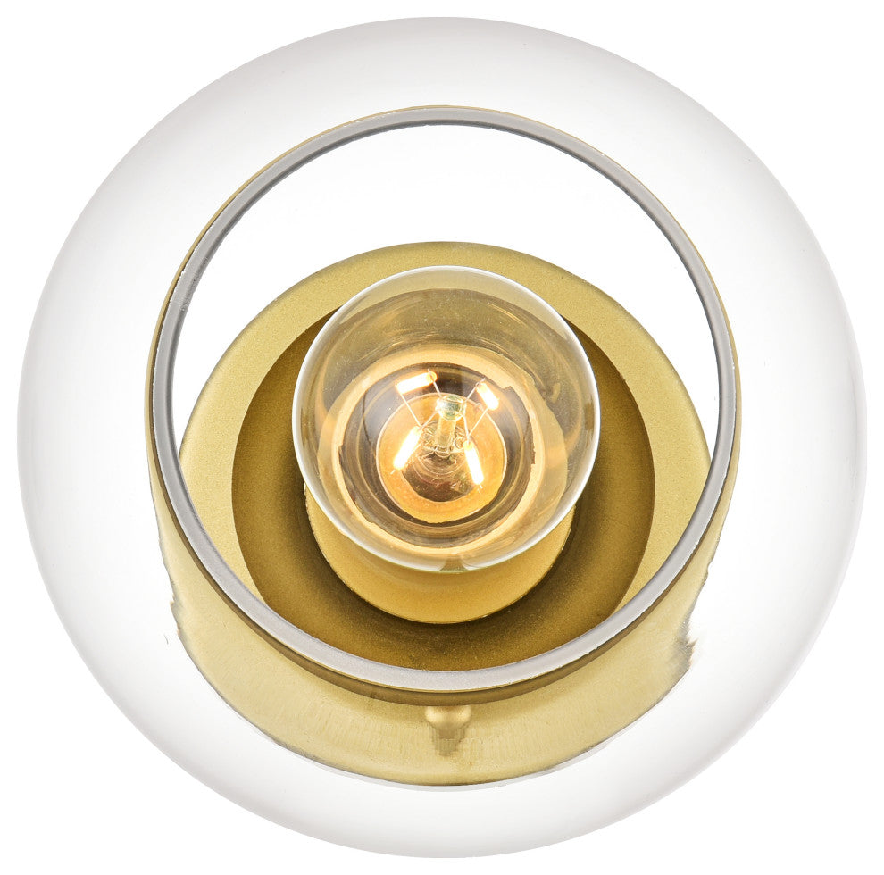 1 Light Brass And Clear Bath Sconce