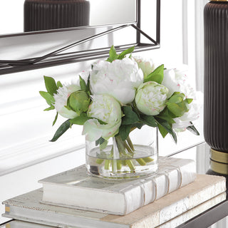 Uttermost Garden Peony Plastic and Polyester Bouquet in White