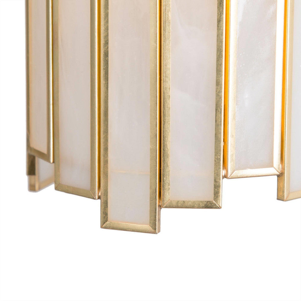 LNC 1-Light Modern Cylinder/Drum Glass Kitchen Pendant Lighting, White & Gold