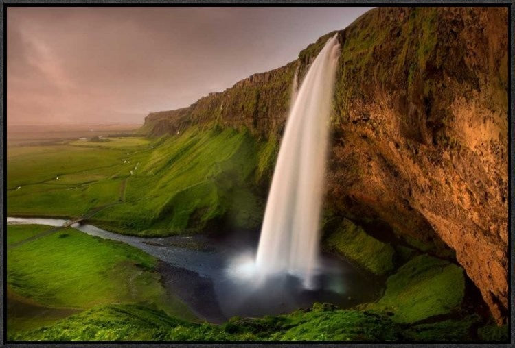 "Seljalandsfoss" Framed Canvas Giclee by Franz Schumacher, 31x21"