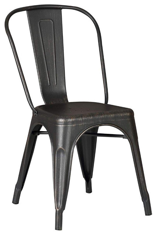 Set of 2 Black Distressed Metal Dining Chairs With Back