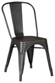 Set of 2 Black Distressed Metal Dining Chairs With Back