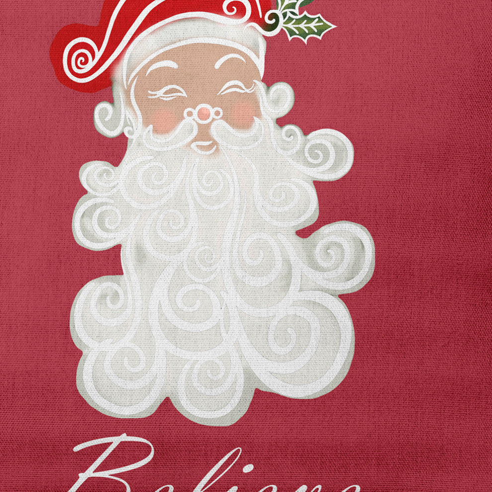 Believe in Santa Decorative Throw Pillow, Muted Red, 14"x20"