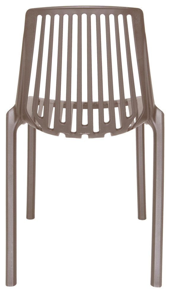LeisureMod Acken Mid-Century Modern Plastic Dining Chair, Taupe