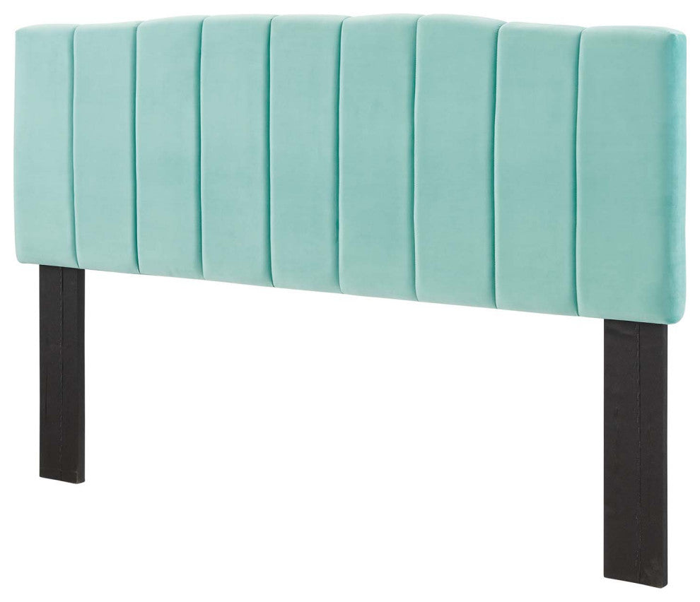Tufted Headboard, King Size, Velvet, Blue, Modern Contemporary, Bedroom Master