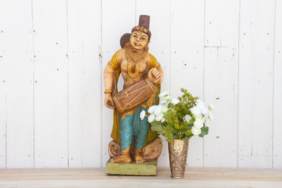 Antique Indian Stone Temple Musician Statue