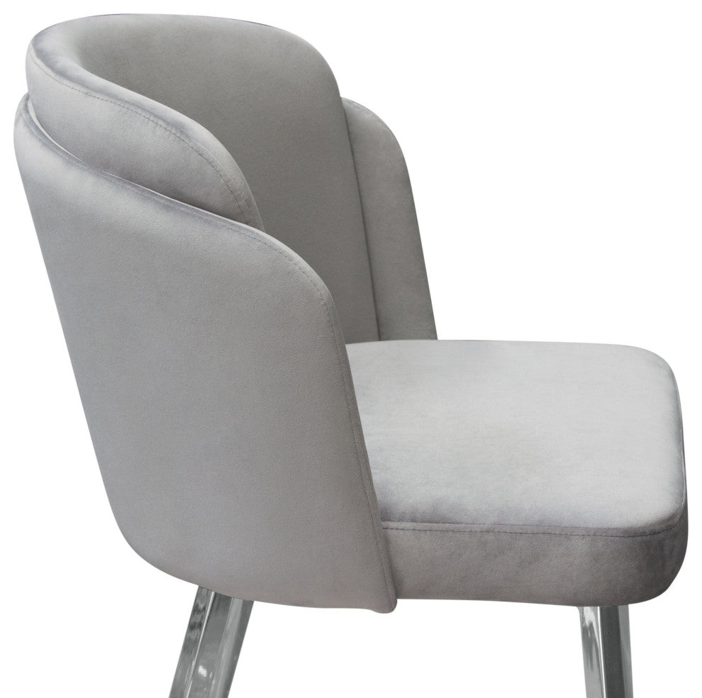 Grace 2 Dining Chairs With Chrome Legs, Gray Velvet